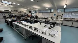 Laboratory with drones on the tables