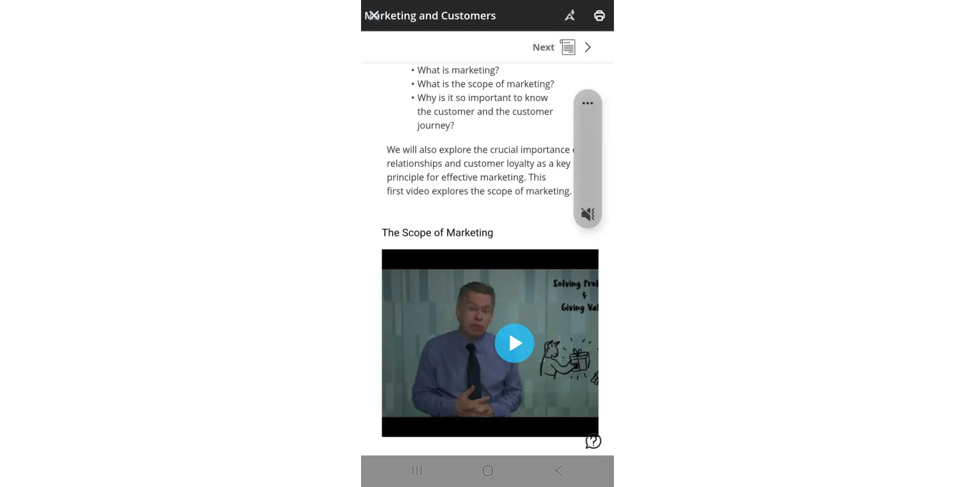 Image of online learning video on a mobile screen.