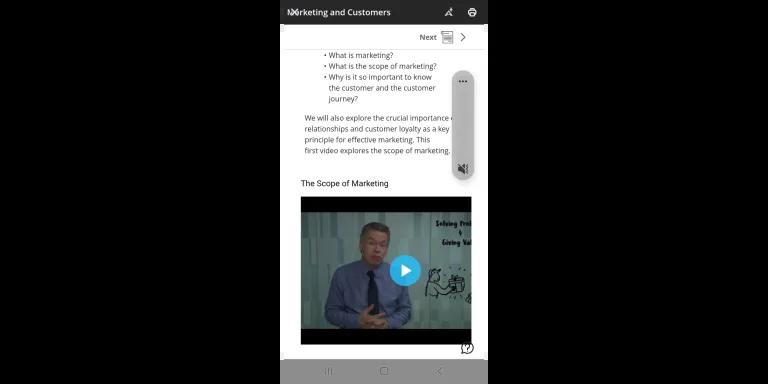 Image of online learning video on a mobile screen.