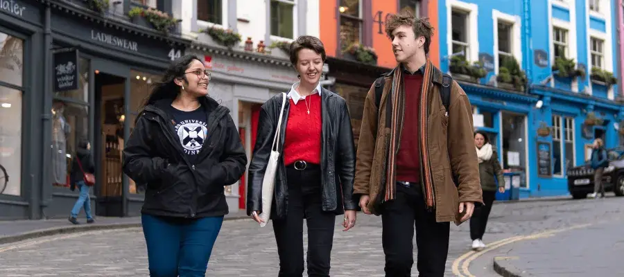 Getting your results; students walking down a street