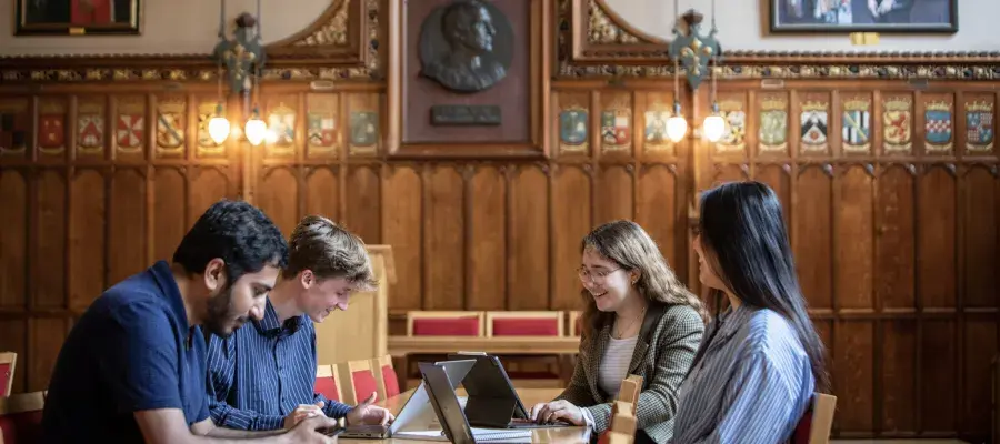 Students studying on campus