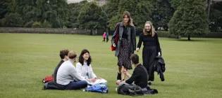 Students socialising in a park