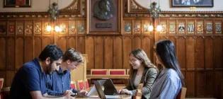 Students studying on campus