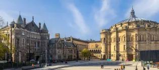 Teviot Row House Student Union, Reid Concert Hall and McEwan Hall on Bristo Square.