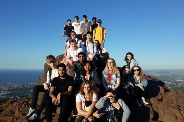 Group photo of participants at the top of Arthur's Seat