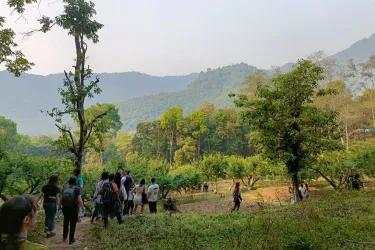 MSc Environment and Development students taking part in field work during a field trip to Nepal.